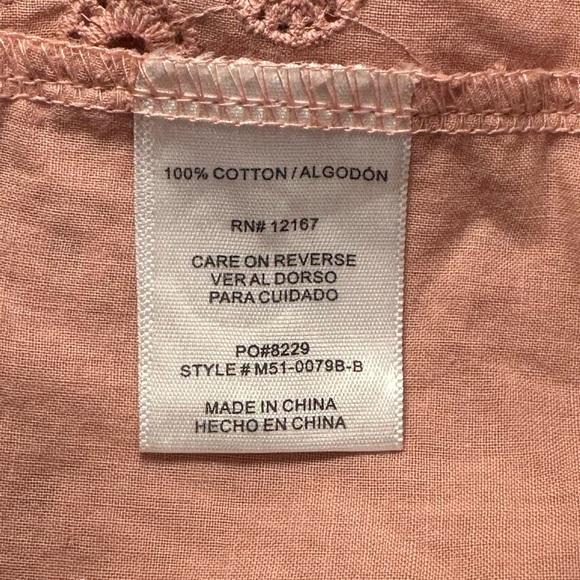 Indigo Poppy Coral 100% Cotton Shirt Top Eyelet Small - Picture 7 of 7